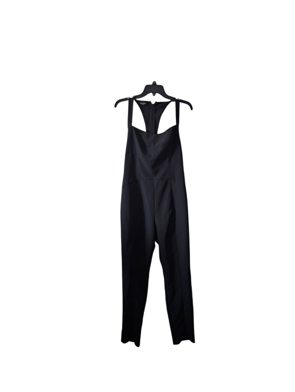 Bebe Jet Black Structured Jumpsuit 12 Sleeveless Racerback Romper Party Evening